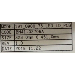 KIT DE LED'S PARA TV SAMSUNG ( 10 PZ ) / NUMERO DE PARTE BN41-02706A / BN97-15843A / 19Y_Q900_75_LED_LD_PCB / BN4102706A / BN9715843A / PANEL CY-TR075JLLV1H / MODELO QN75Q900RBFXZA FA01 / FM07 / FU10 / QN75Q9FNAFXZA AA01